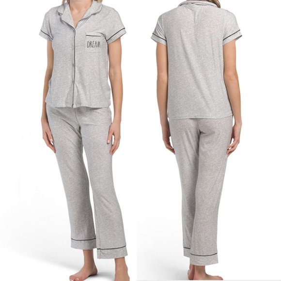 Rae Dunn Other - NEW Rae Dunn Dream Short Sleeve Notch Pants Pj Set- Gray